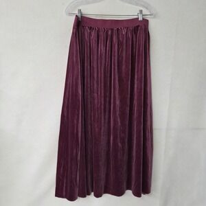 Kaktus Burgundy Rose Velvet Maxi Skirt Elastic Waist Flowy Large Romantic Gothic